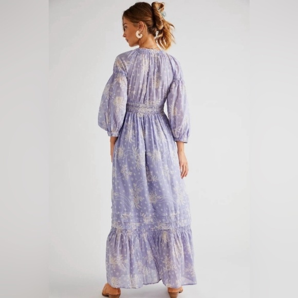 Free People Golden Hour Maxi Flowy Floral Sun Dress in Lavender Combo | Large - Picture 7 of 10